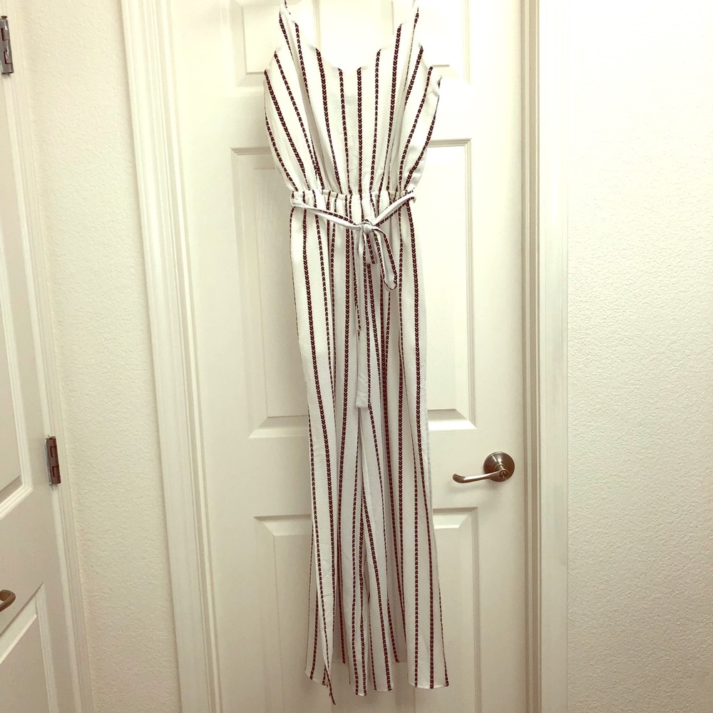 White pantsuit romper with belt